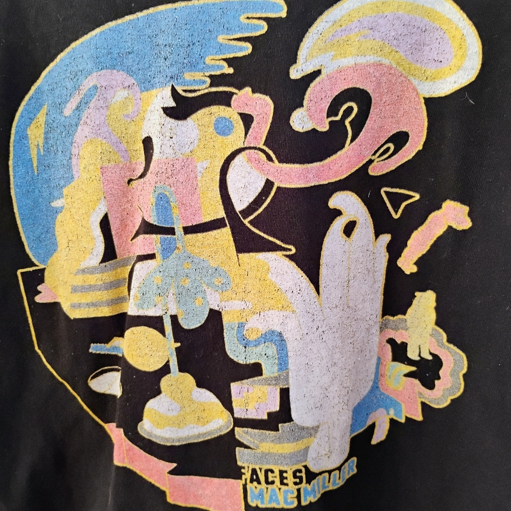 Mac Miller Faces Long Sleeve T-shirt Medium Black Rare Vintage